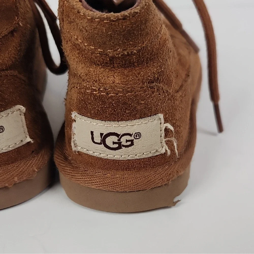 UGG Neumel Kids Boots Chestnut Brown Suede Chukka Lace Up 1010269K 10T